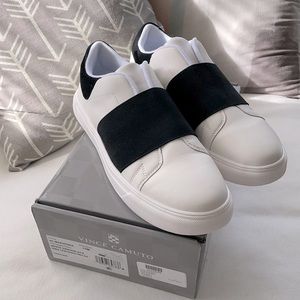 Vince Camuto white & black slip on sneakers